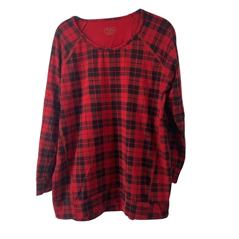 Sew Sassy Red Tartan Plaid Long Sleeve Top XS